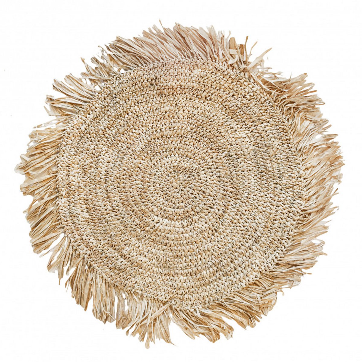 De Fringe Raffia Placemat Round - Naturel