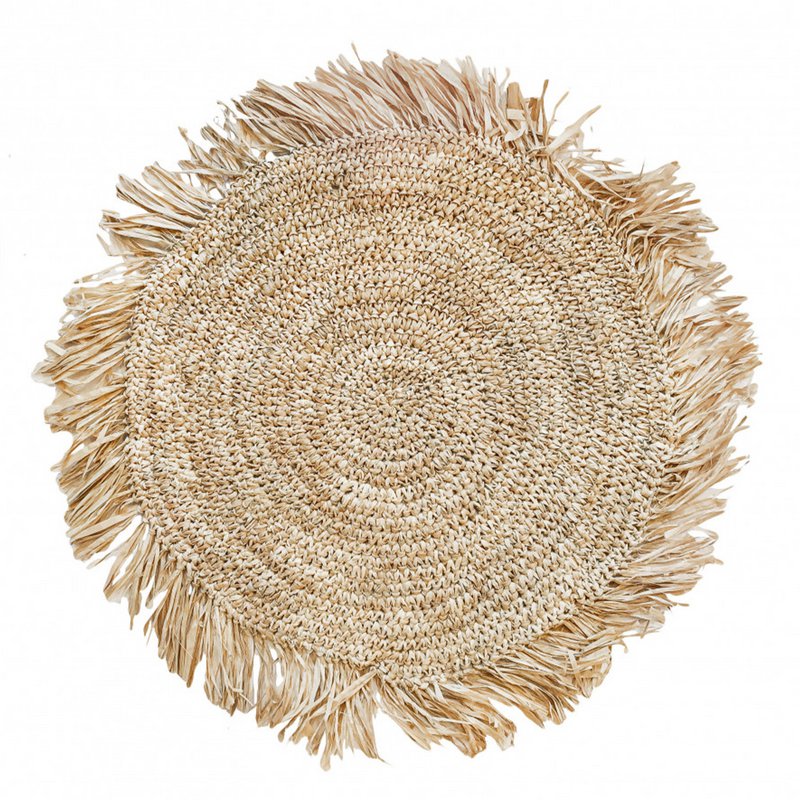 De Fringe Raffia Placemat Round - Naturel