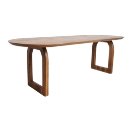 Bullnose Esstisch aus Mangoholz, braun – offene Basis