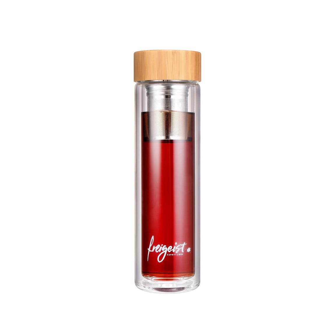 Teeflasche aus doppelwandigem Borosilikatglas, mit entnehmbarem Teesieb, 500ml