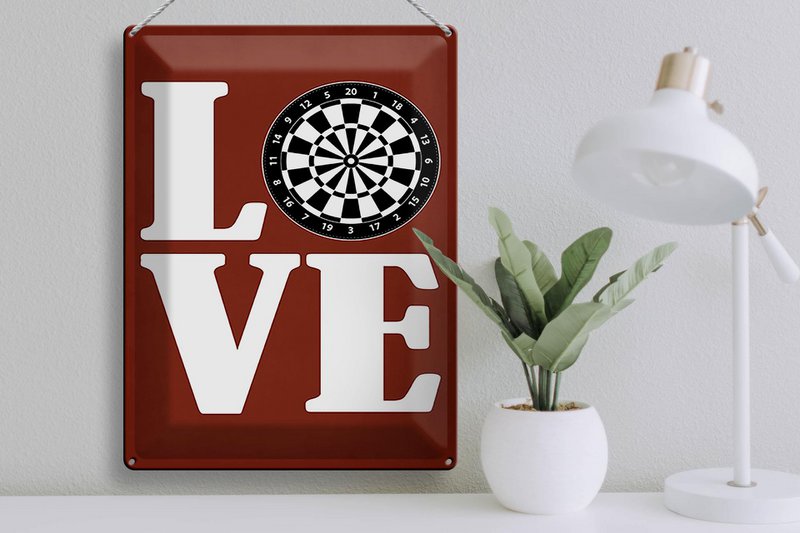 Tin sign saying 30x40cm Love Dart Gift