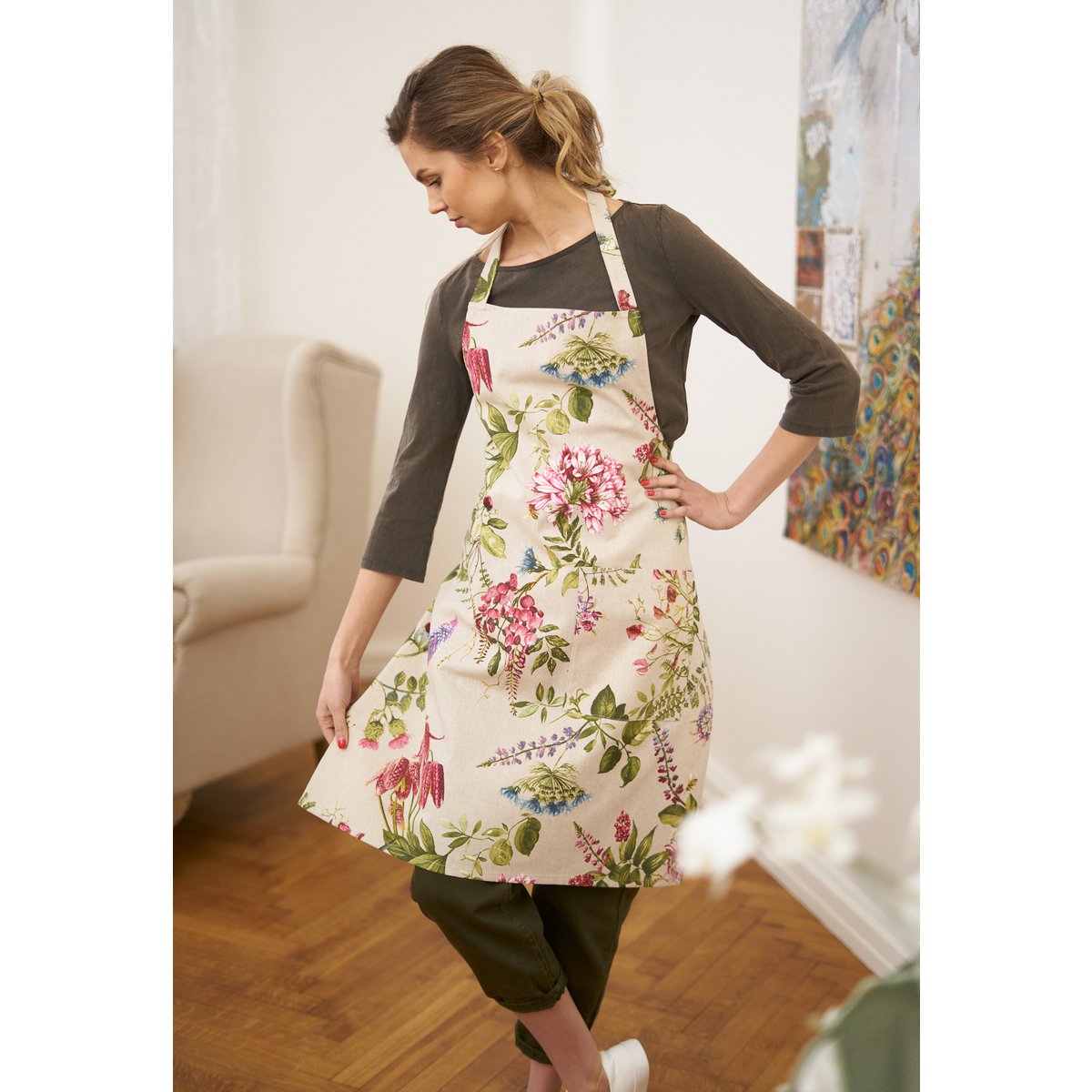 Ladies' Apron Simple, Poly-cotton Mix, Printed | Botanico