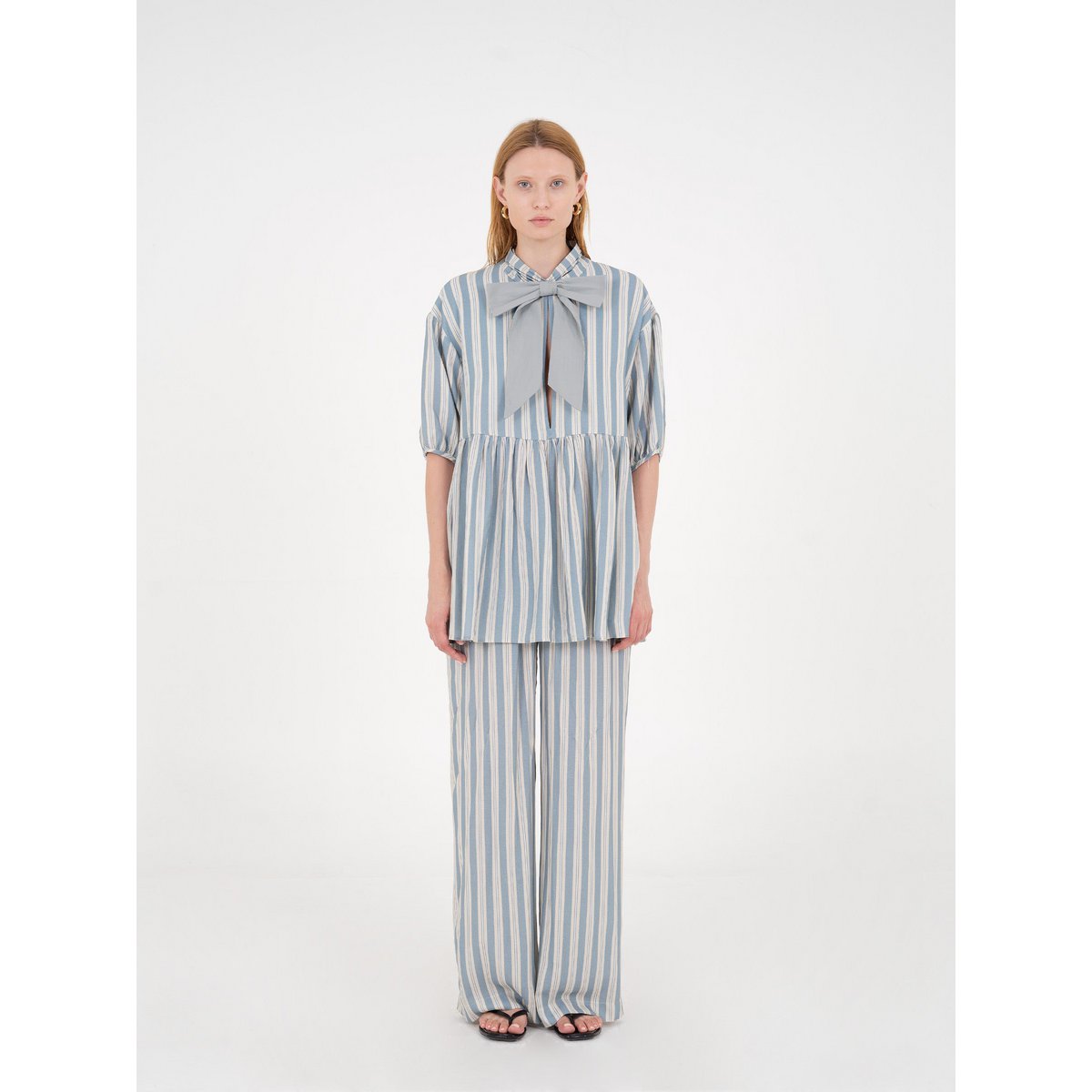Manhattan Maxi blauw gestreepte blouse