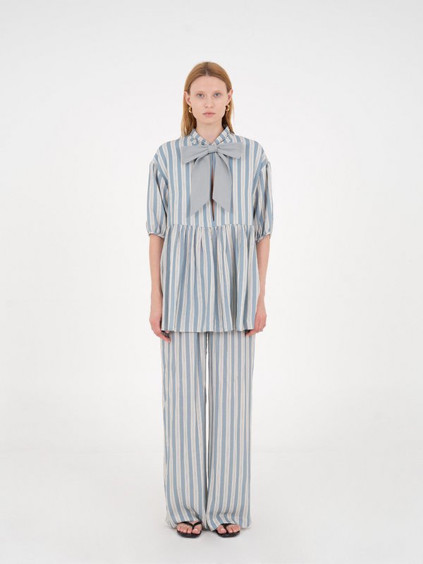 Manhattan Maxi blauw gestreepte blouse