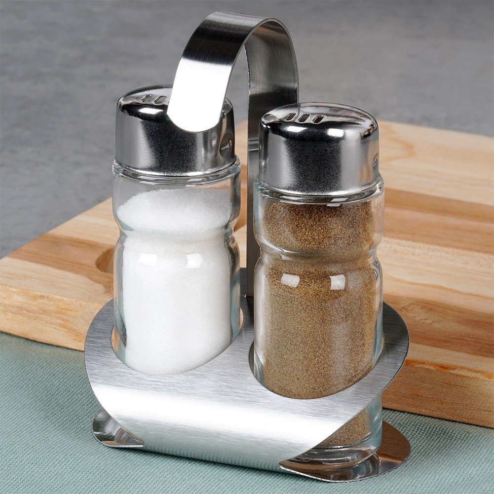 Salt and Pepper Shakers with Stand 3 pcs