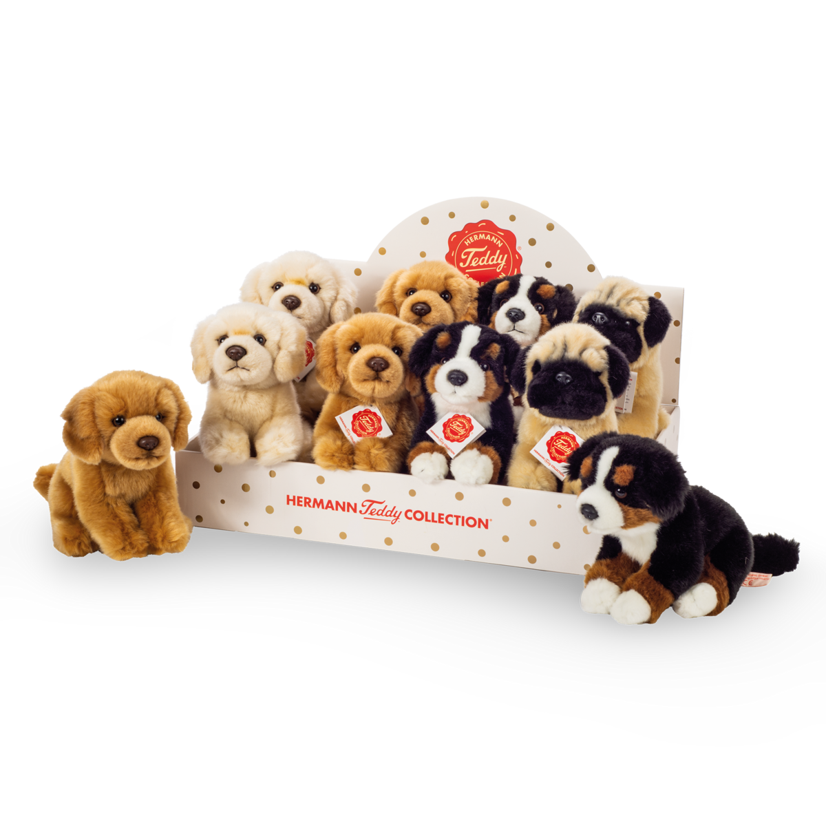 Perro sentado 4 veces. 15 cm - juguete de lujoso - juguete blando