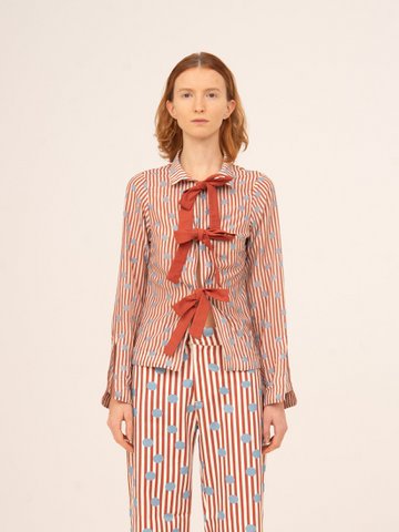 Pop rood gestreept shirt