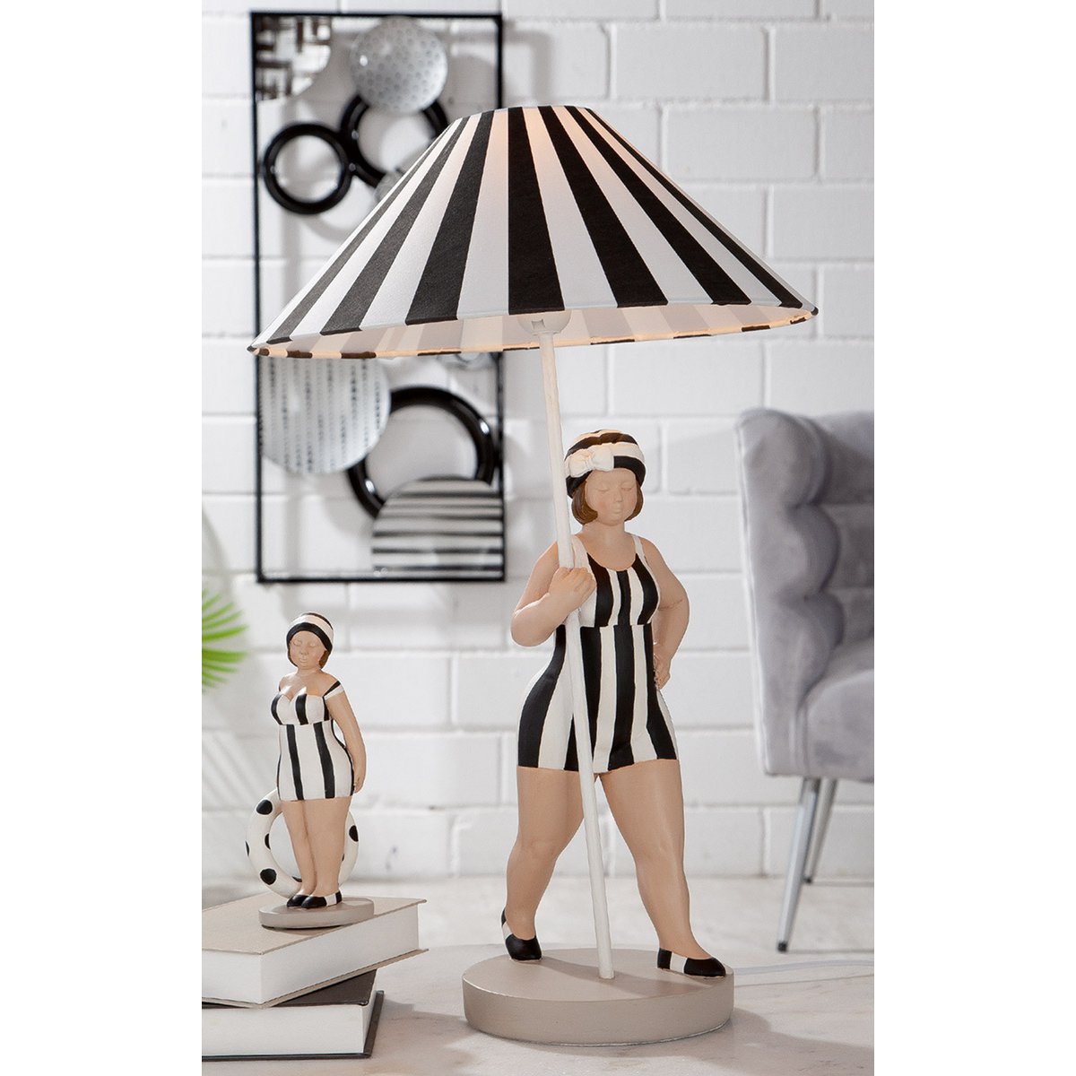 Poly lamp "Becky" zwart/wit