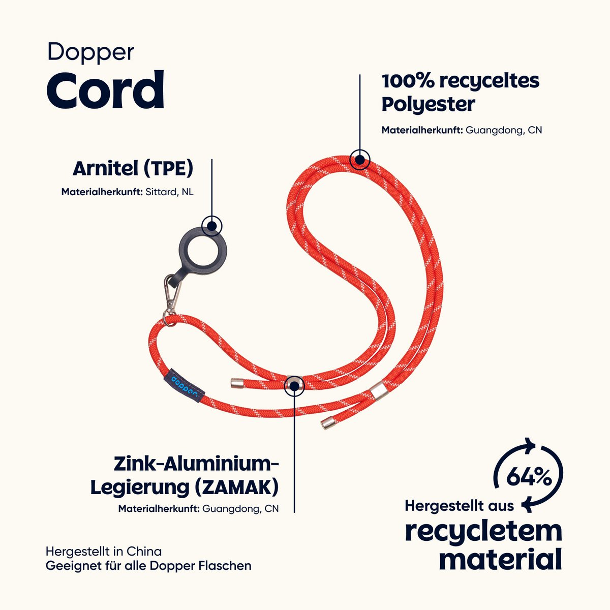 Cordón Dopper - Red plateado - Carrier de hombro
