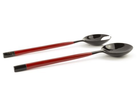Crab claw-shaped round cutlery with red lacquer