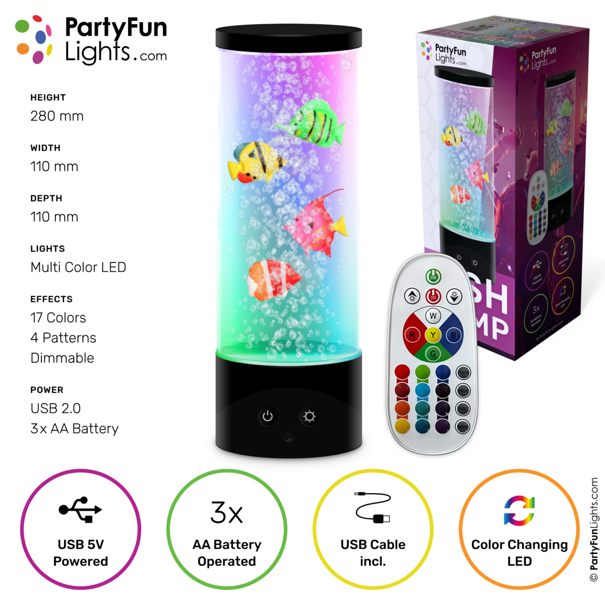 Lampka-ryba Nemo - Multi-Color RGB - Działa na USB - Baterie