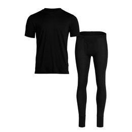 Men's 160 Merino Set of Short Sleeve & Bottom Black