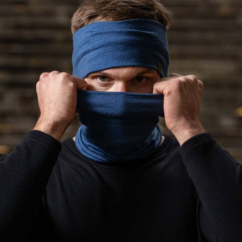 Set met hoofdband en hoes voor heren, denim