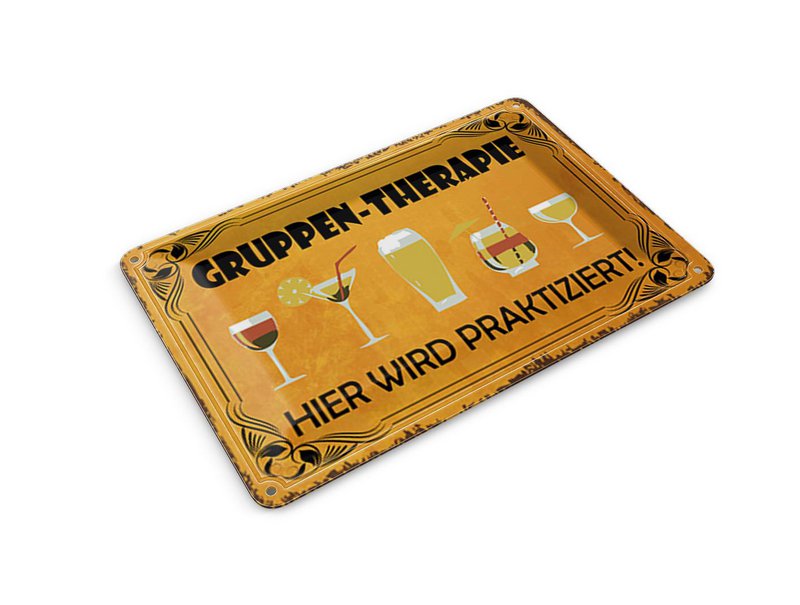 Tin postcard cocktail 10x14 cm group therapy This is practiced sign