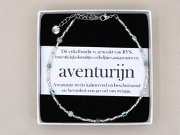 Enkelbandje Fira amazoniet en aventurijn, zilver of goud roestvrijstaal