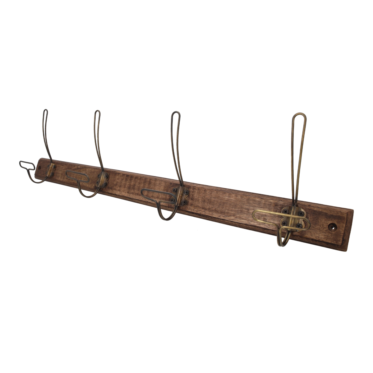 Iron and wooden hanger with 4 hooks 73 x 10 x 16 h cm