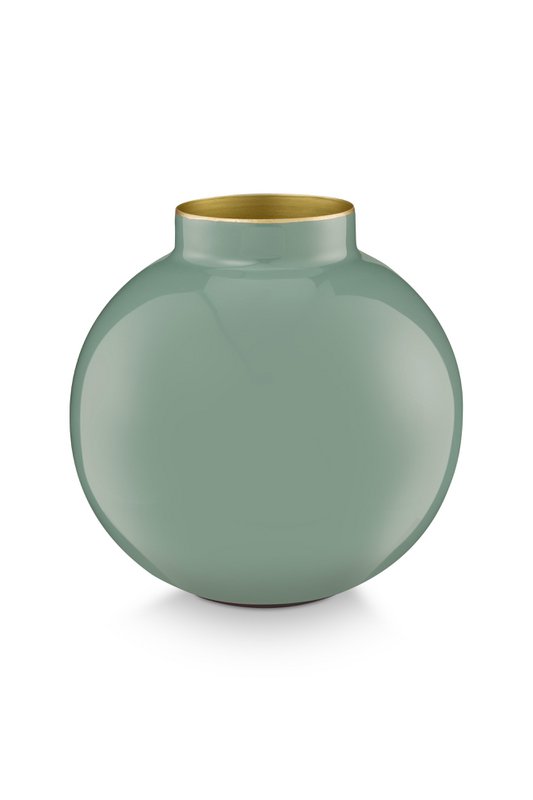 Vase Metal Mid Green 17cm