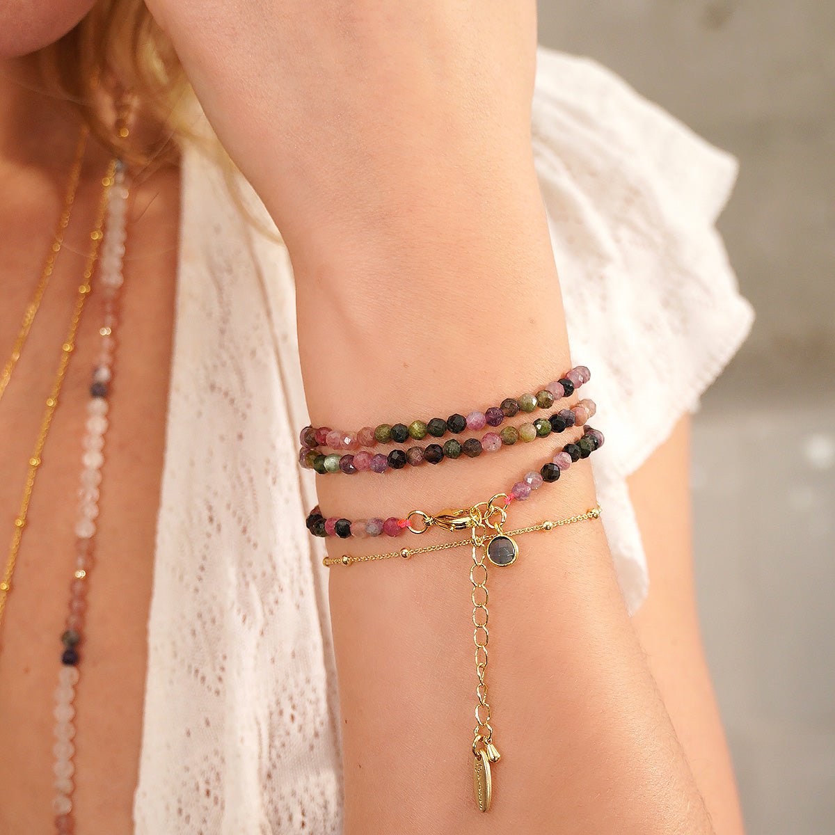 Wrap bracelet 'Aura' made of tourmaline (can also be worn as a necklace!)