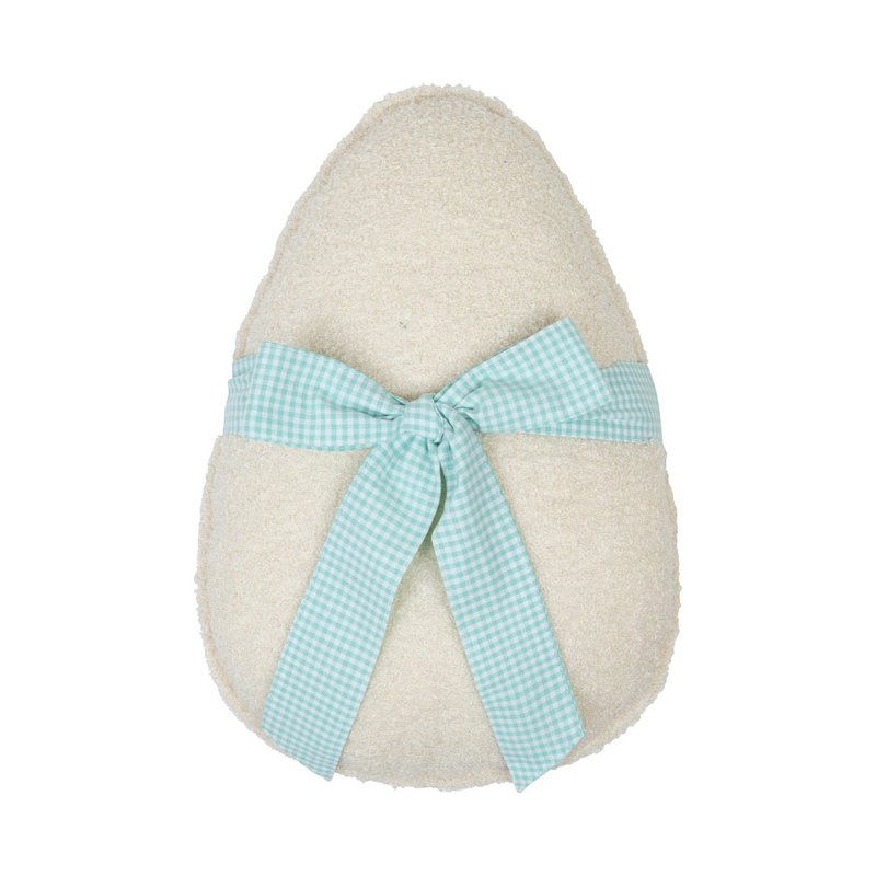 Flauschiges Bouclé-Ostereierkissen „Mint Bow“
