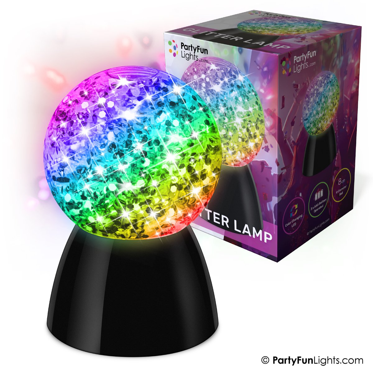 Glitter ball lamp - battery operated - Multi-color-changing