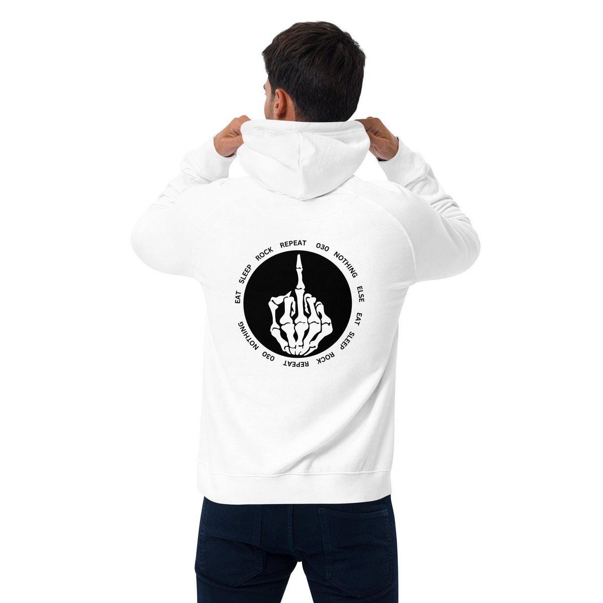 eat sleep Repeat Felpa con cappuccio raglan organica unisex