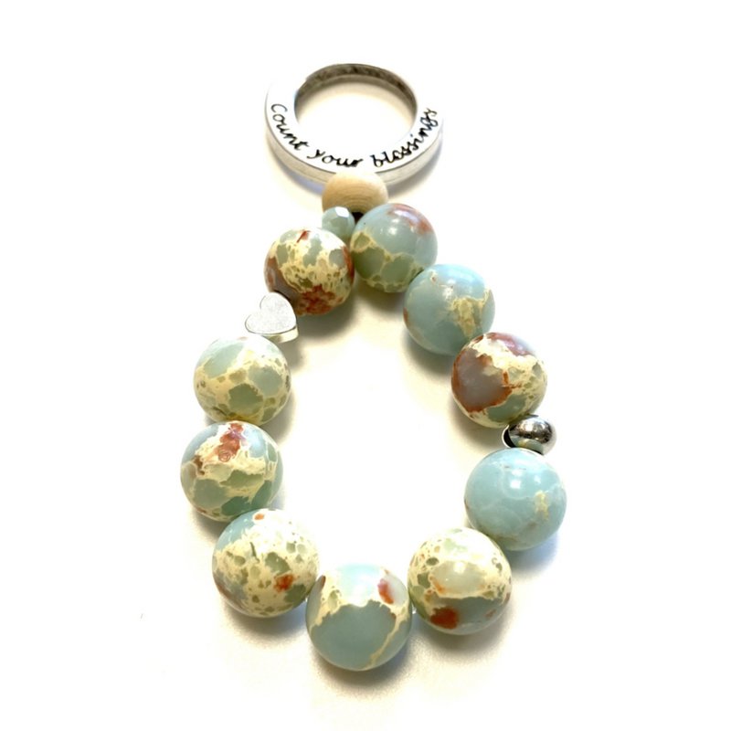 Keychain protection stone Jasper blue snakeskin / decisive and resilient