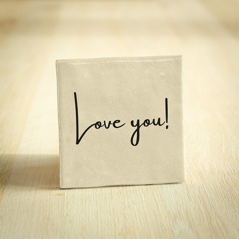 Tegeltje - Love You! | Beige | 10x10cm