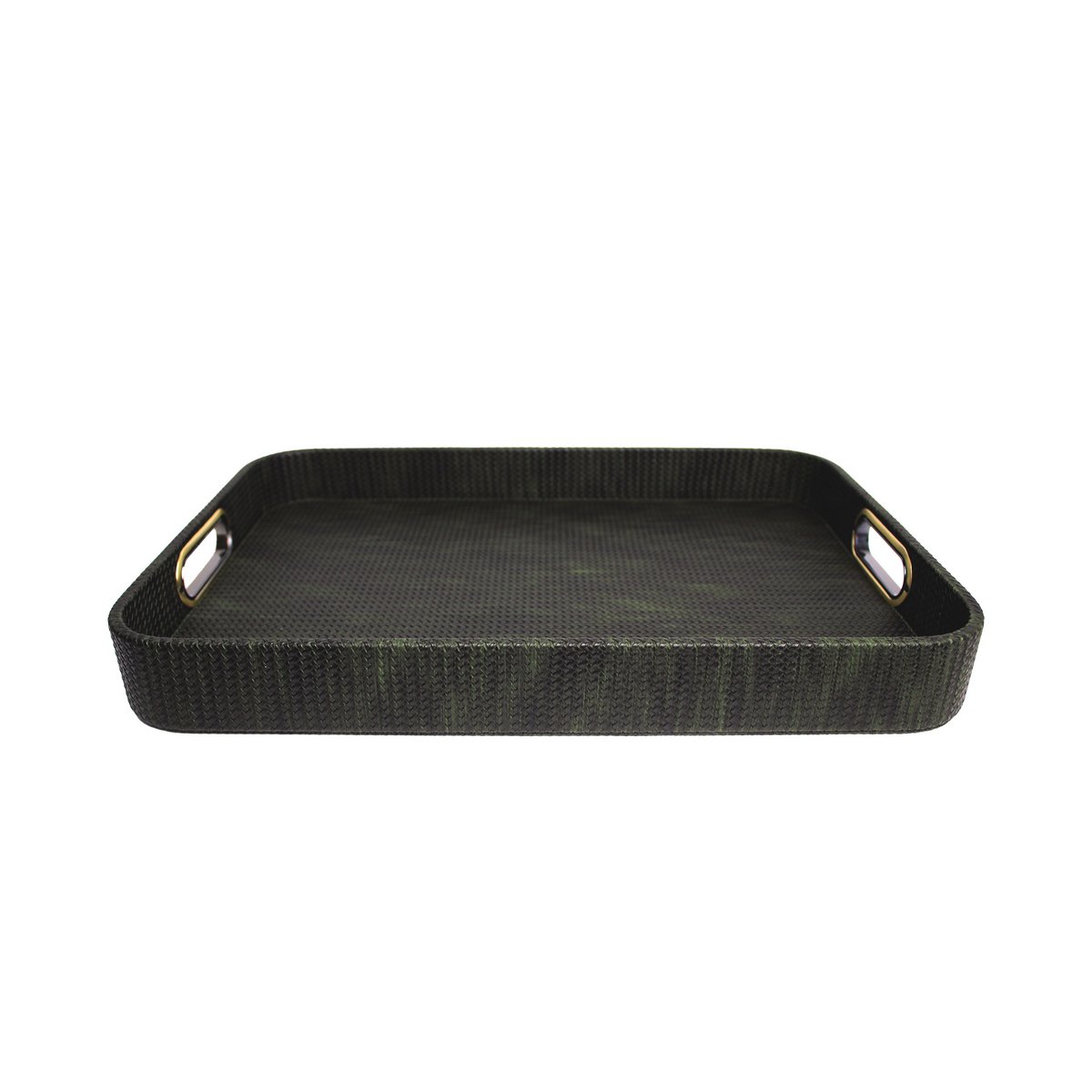 Tablet Look tressé vert avec poignées en laiton 45 × 33 × 6cm