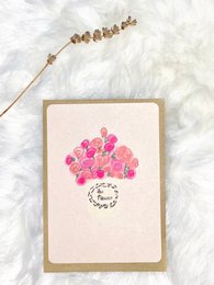 A birthday card featuring a bouquet of pink flowers on a light background, with the text "Happy Birthday" in a cursive font.