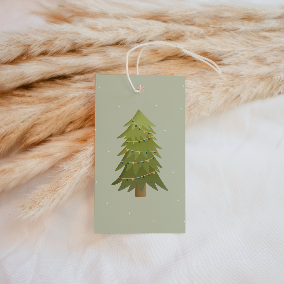 Etiquetas de regalo Árbol de Navidad menta "Feliz Navidad" 6x colgantes abeto
