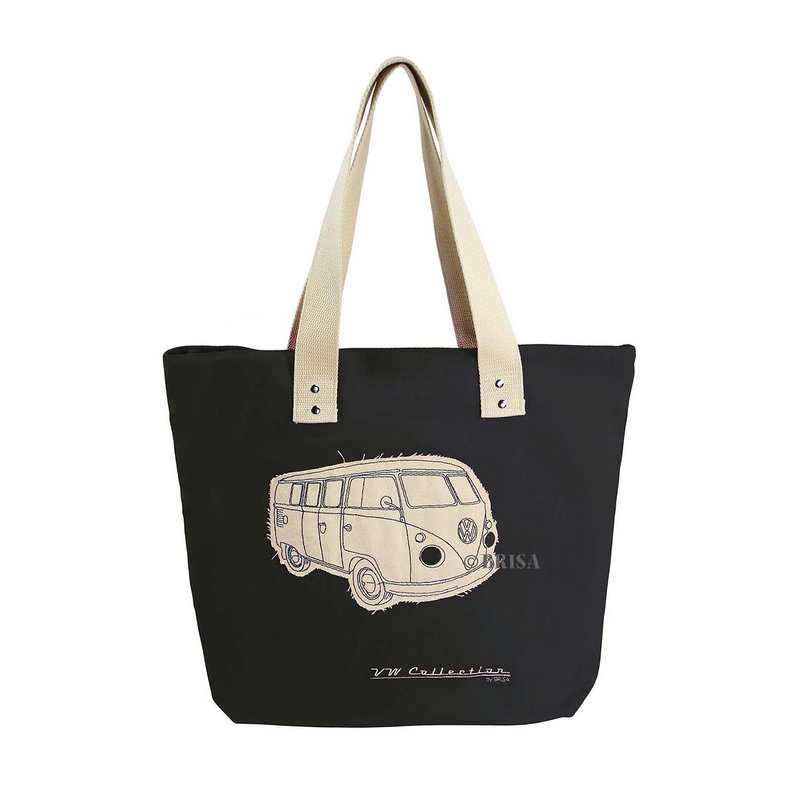 Volkswagen VW T1 Bus Canvas Shopper - Silhouet/Zwart