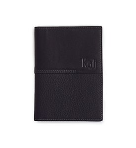 K10122AB | Dokumentenhalter + Reisepass aus echtem Vollnarbenleder, Dollar/glatte Narbung. Farbe: Schwarz. Maße geschlossen: 10 x 14 x 1 cm – Verpackung: Geschenkbox mit starrem Boden/Deckel