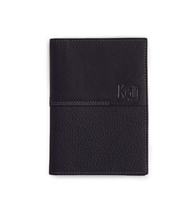 K10122AB | Dokumentenhalter + Reisepass aus echtem Vollnarbenleder, Dollar/glatte Narbung. Farbe: Schwarz. Maße geschlossen: 10 x 14 x 1 cm – Verpackung: Geschenkbox mit starrem Boden/Deckel