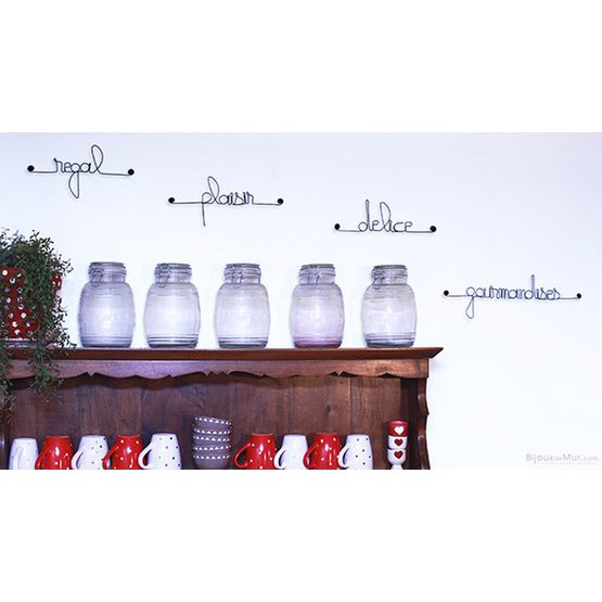 Set of small metal words for "CUISINE: Delight, Delicacies, Pleasure, Treat"