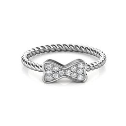 Bague Twisted Ribbon - ArgentÃ© et Cristal