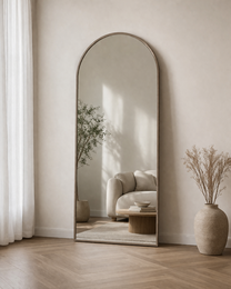 Boog spejl 80x180 cm Taupe Staal – moderne vægspejl