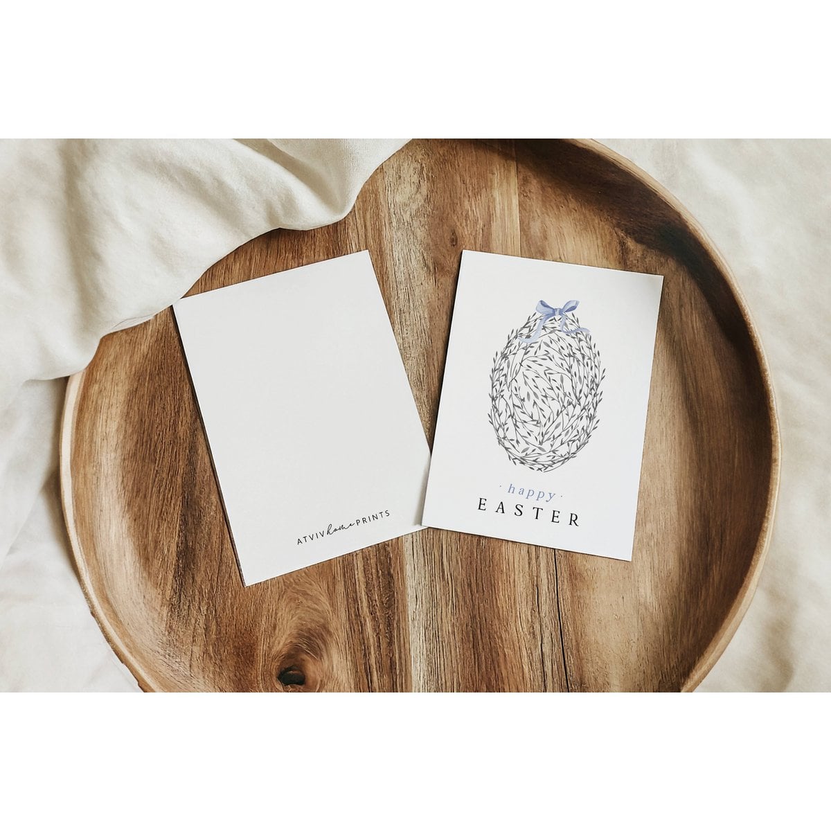 Easter card - blue floral Easter egg, Happy Easter postcard, A6 card