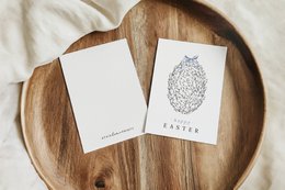 Easter card - blue floral Easter egg, Happy Easter postcard, A6 card