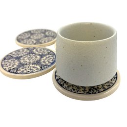 Keramik-Untersetzer - 4er Set - Gänseblümchen- 9cm