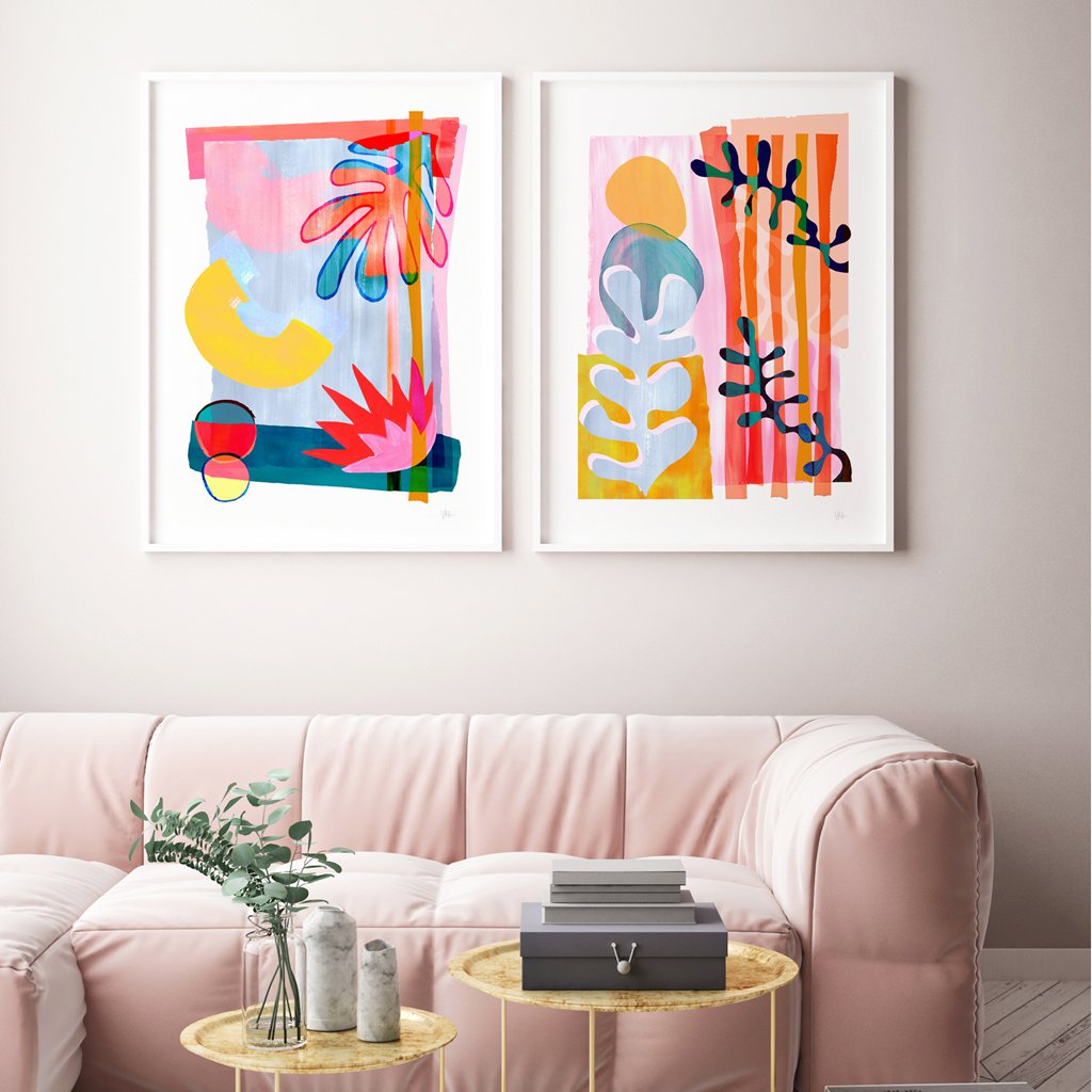 Vibrant Abstract Leaf Shapes Art Print