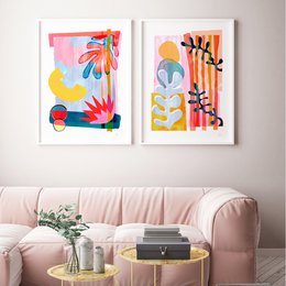 Vibrant Abstract Leaf Shapes Art Print