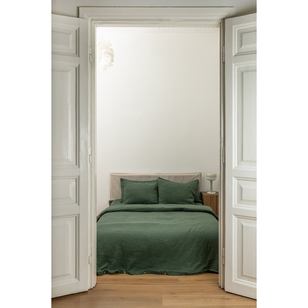 Forest Green Linen Duvet Cover set