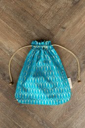 Stoffen cadeauzakjes met dubbel trekkoord - Luxe gouden collectie - Turkoois / Art Deco