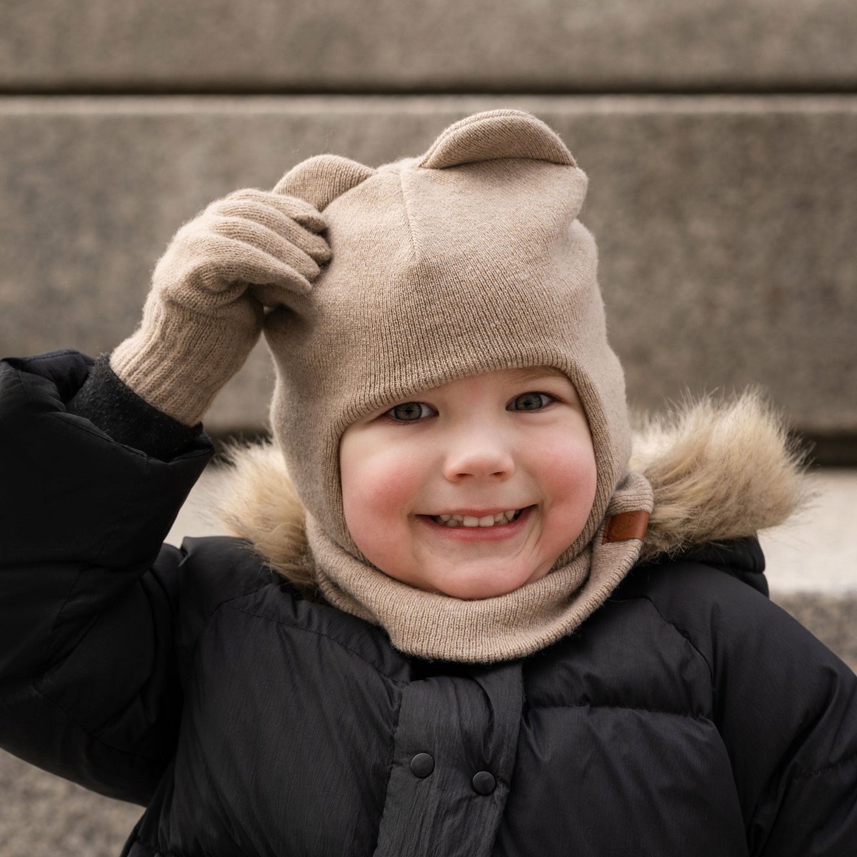 Kids' Knit Balaclava & Gloves Cotton 2-Piece