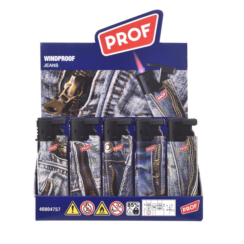 Feuerzeugdisplay mit Jean-Windproof-Dekor