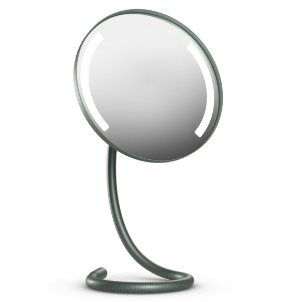 Illuminated mirror with a long gooseneck