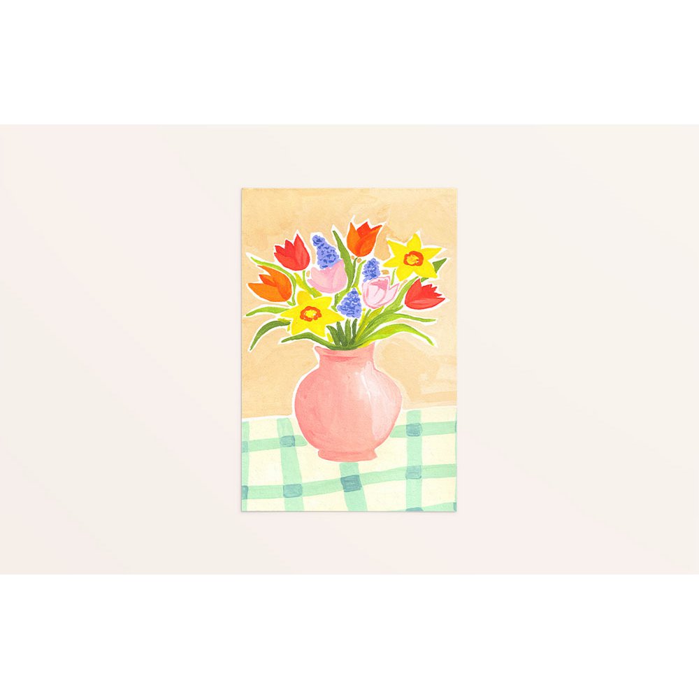 5x kaart Vaas met bloemen