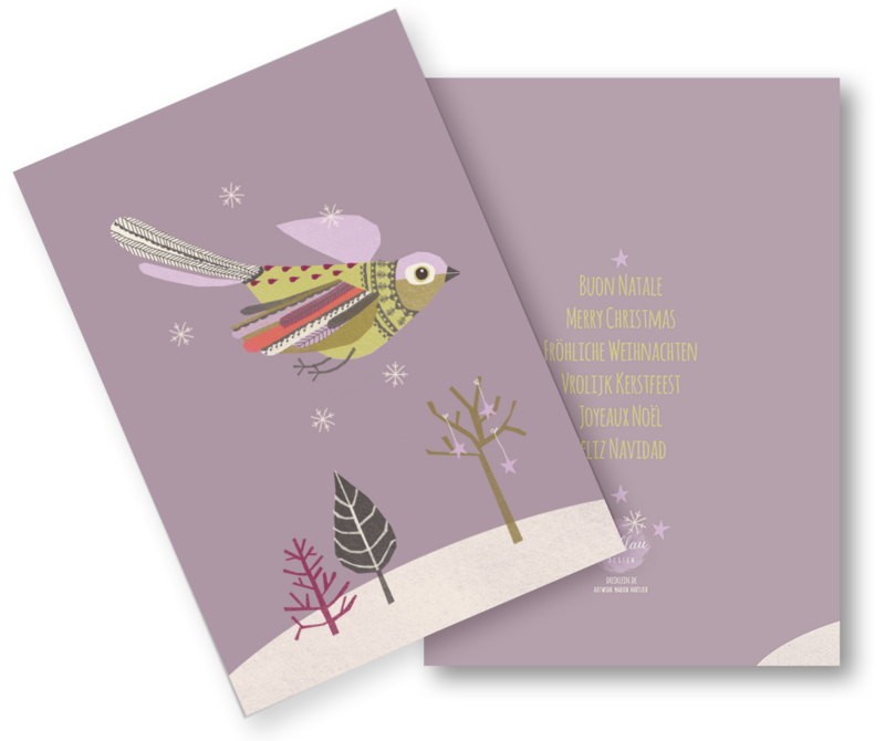 Christmas card (folded card with envelope) "Christmas Birds"