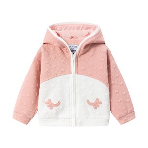 Girl's pink and white jacket with hearts