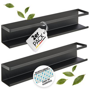 Spice shelf (2 Set) made of black metal with 3M ™ adhesive pads
